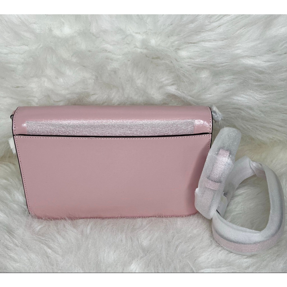 Women's Kate Spade Pink Textured Patent Madison Medium Flap Crossbody Bag - Picture 7 of 14